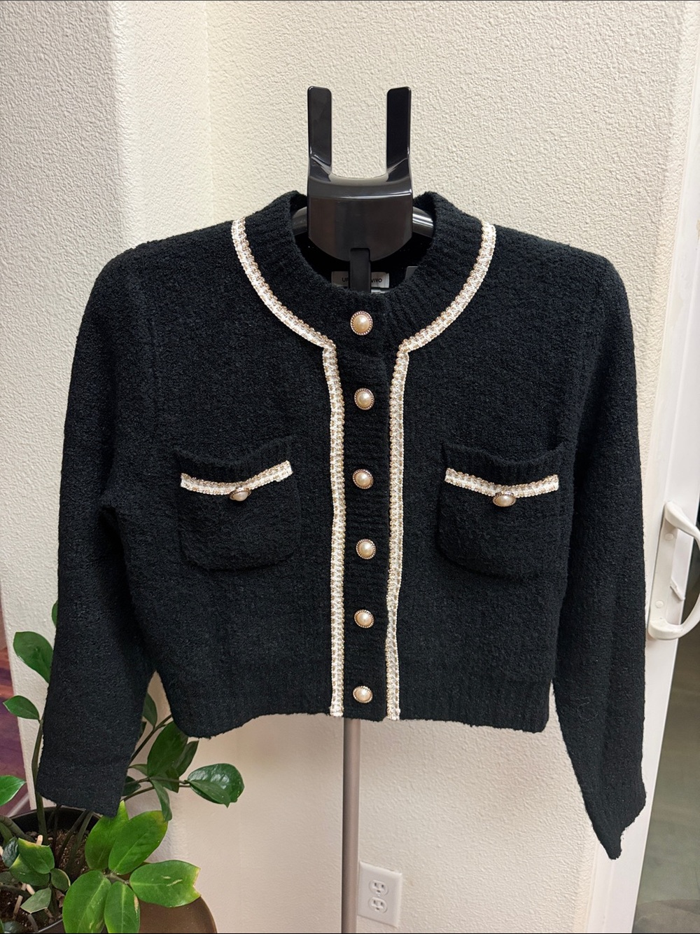 Old Money Contrast Trim Cropped Cardigan Lady Jacket with Faux Pearl Buttons 6